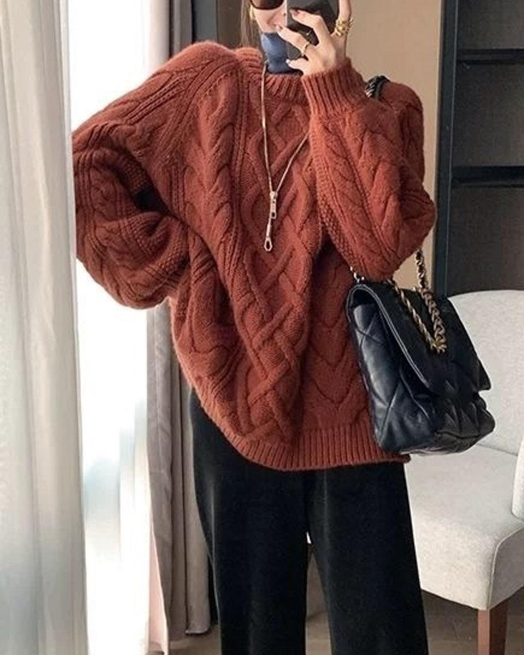 Loose and Lazy Style Thick Wool Pullover