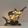 Atlantic Sailfish Wooden Animal Statues Night Light, For Home Desktop & Room Wall Decor, Holiday Gif