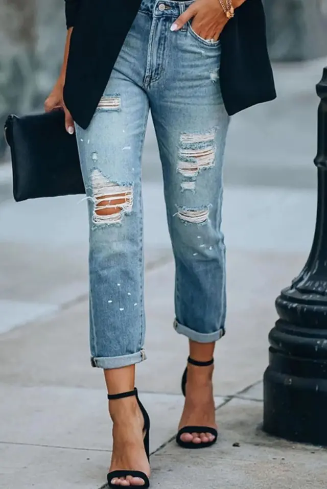 Thin Loose-fitting Straight-leg Jeans