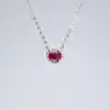 1CT Synthetic Ruby Round Brillliant Cut Pendant Necklace