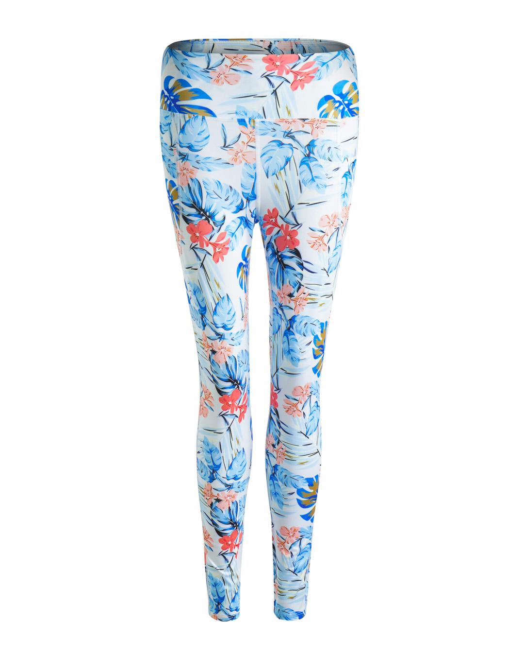 Tropical Print Sports Leggings With Phone Pocket