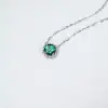 1.5CT Synthetic Emerald Radiant Cut Pendant Necklace