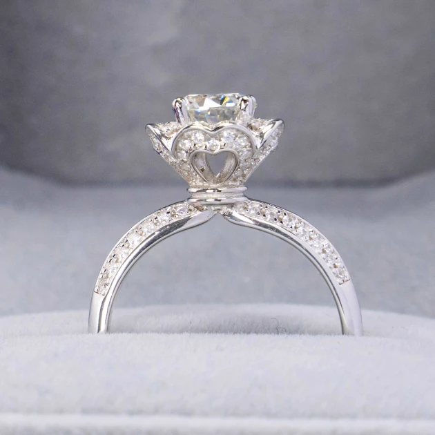 1CT Round Brilliant Cut Bouquet Setting Moissanite Diamond Ring, Engagement, Anniversary