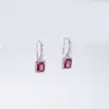1CT Synthetic Ruby Emerald Cut Earrings