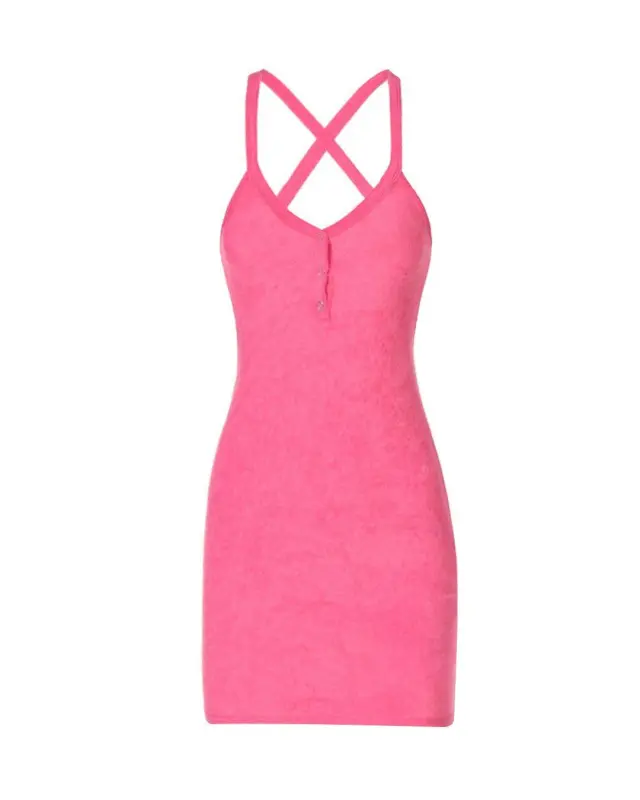 Snap Front Cross Back Fitted Mini Dresses