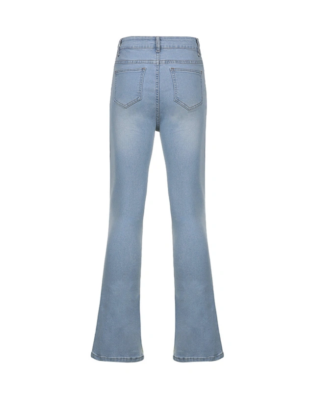 Retro Style Low-Waist Bootcut Jeans