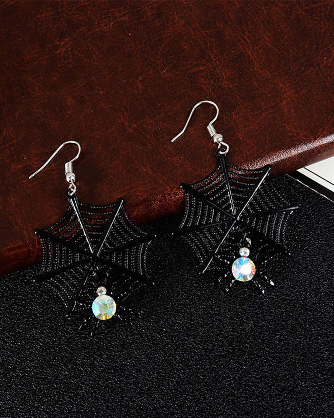 Halloween Spider Web Drop Earrings