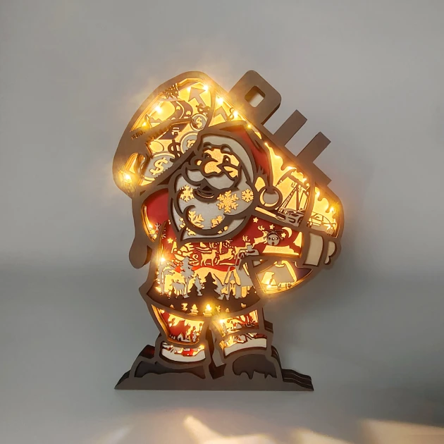 Christmas Sale🔥-Santa Claus Wooden Carving light,Suitable For Bedroom, Desk, Beautiful Night Light