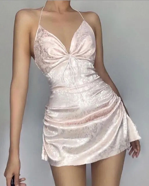 Sexy Halterneck Ruched Smocked Jacquard Mini Dresses