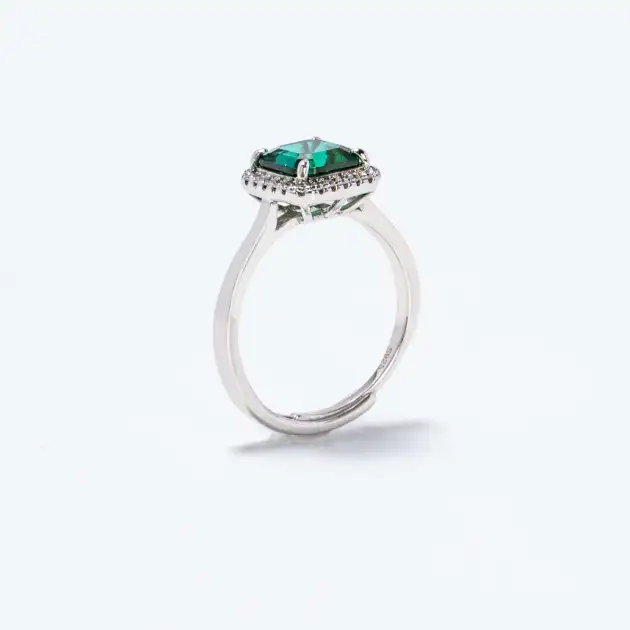 1.5CT Synthetic Emerald Asscher Cut Ring