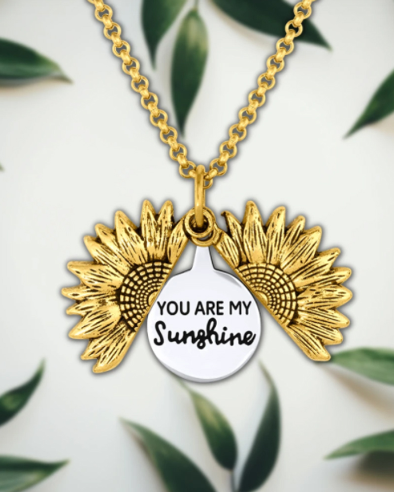 Carved Sunflower Pendant Necklace