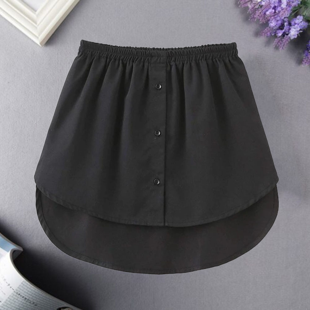 Solid Button A-Line Round Hem Skirts