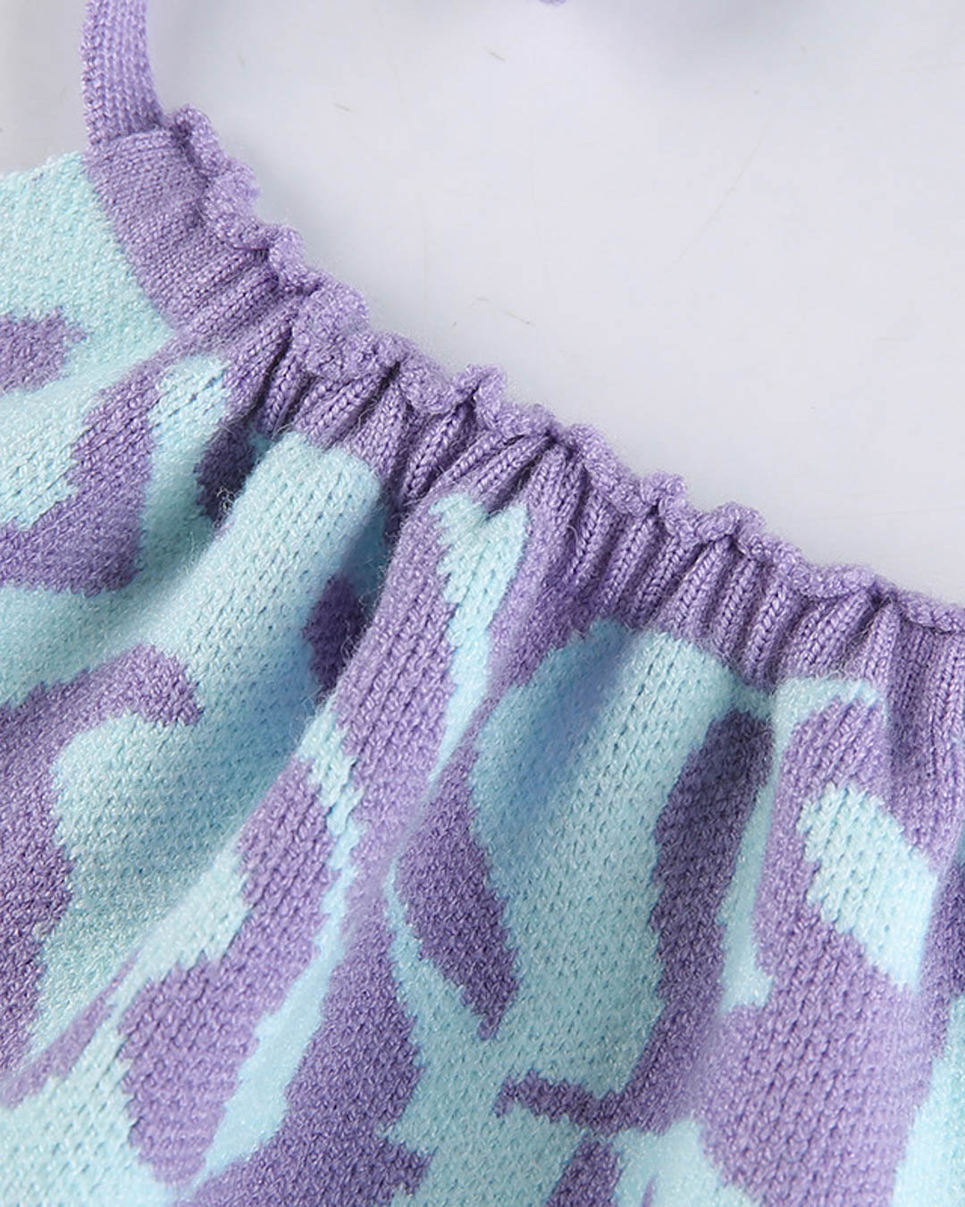 Jacquard Swirl Pattern Knitted Neck Tie Backless Mini Dresses