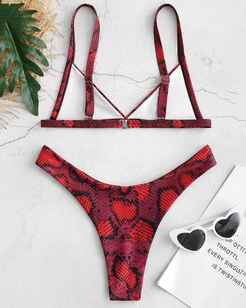 Leopard Print Triangle High Cut Bikini Sets