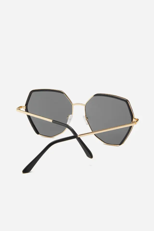 Metallic Polygonal Irregular Frame Sunglasses