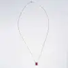 1.5CT Synthetic Ruby Emerald Cut Pendant Necklace