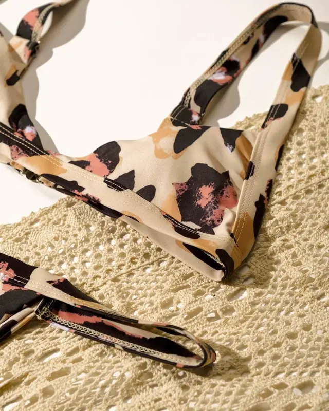 Leopard Triangle Thong Bikini Swimsuit