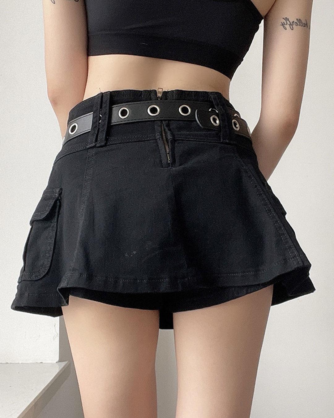 Denim Flap Pocket Mini Skirt
