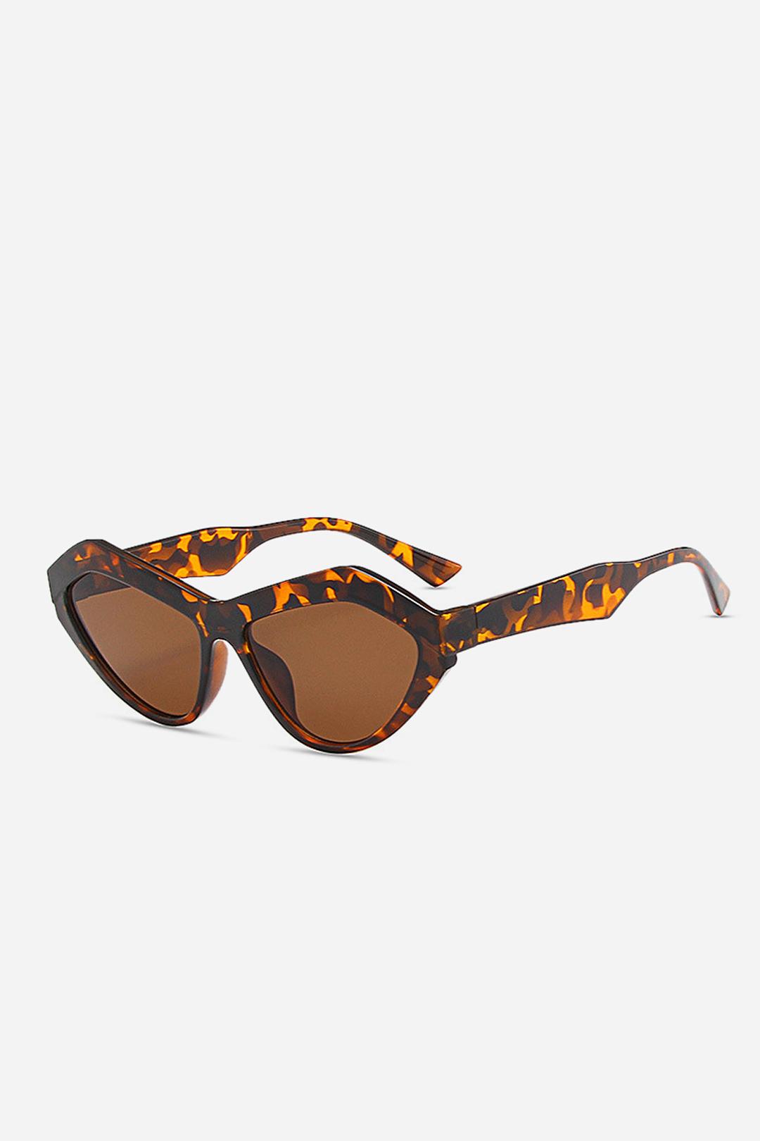 Geometric Frame Sunglasses In Leopard Print With Brown Lens