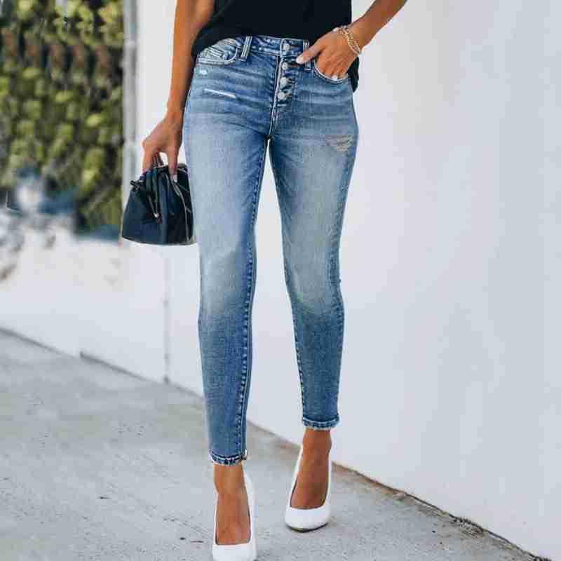Shredded Casual Pocket Stretch Skinny Jeans