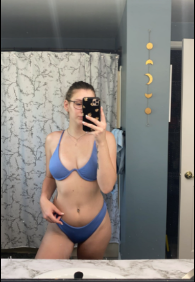 Blue Ribbed Underwired High Cut Bikini Sets