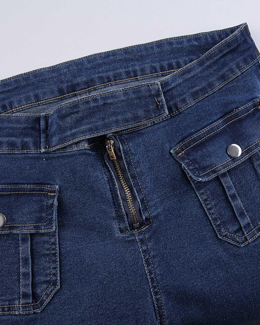 Last One - Low Waist Flap Pocket Bootcut Jeans