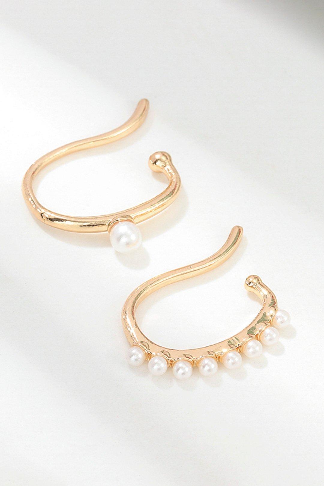 C-shaped Pearl Earrings Set