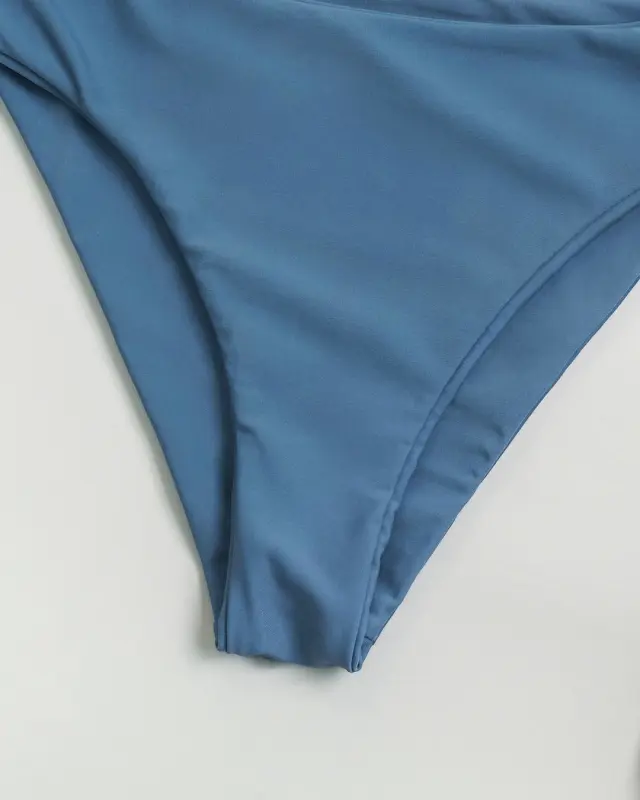 Blue Basic Mid Waisted Bikini Bottom