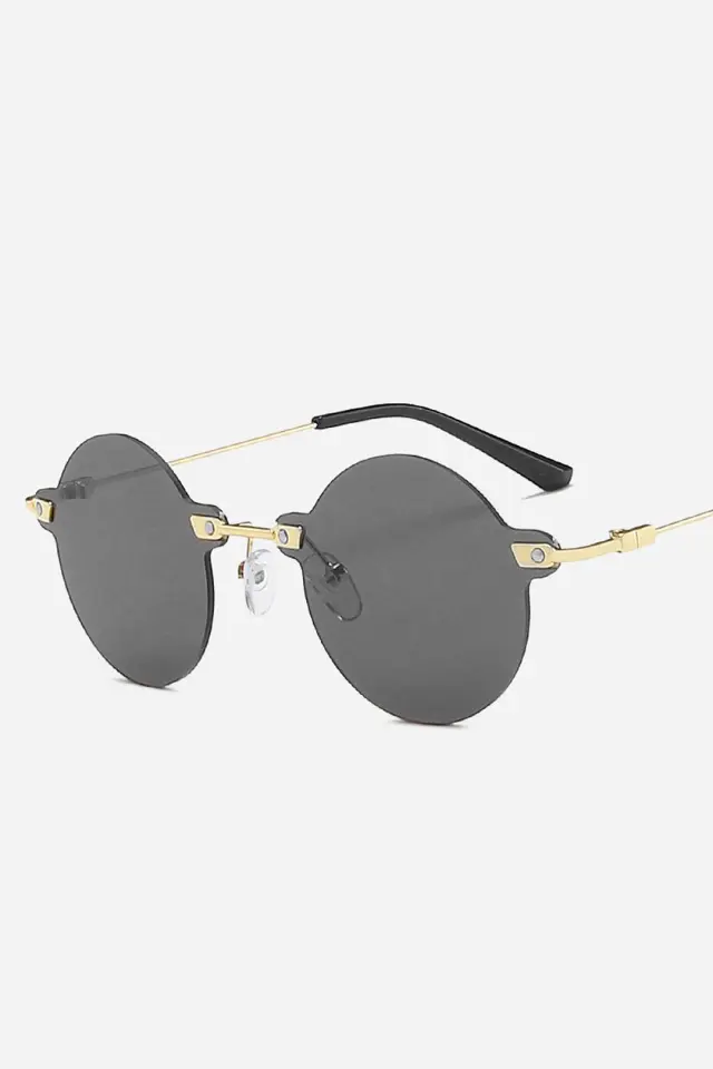 Retro Round Metal Gray Lens Sunglasses
